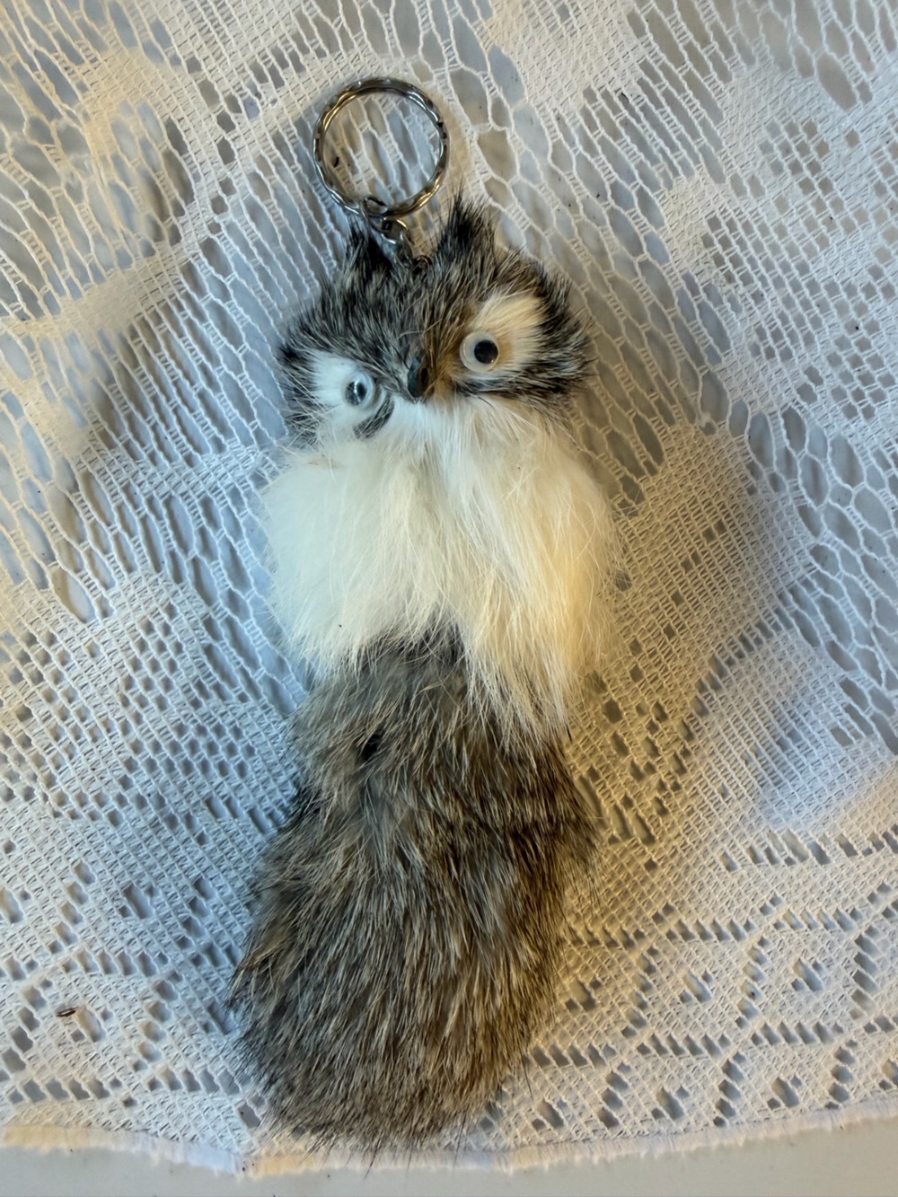 Plush Small Pet Toy - Faux Fur Grey & White